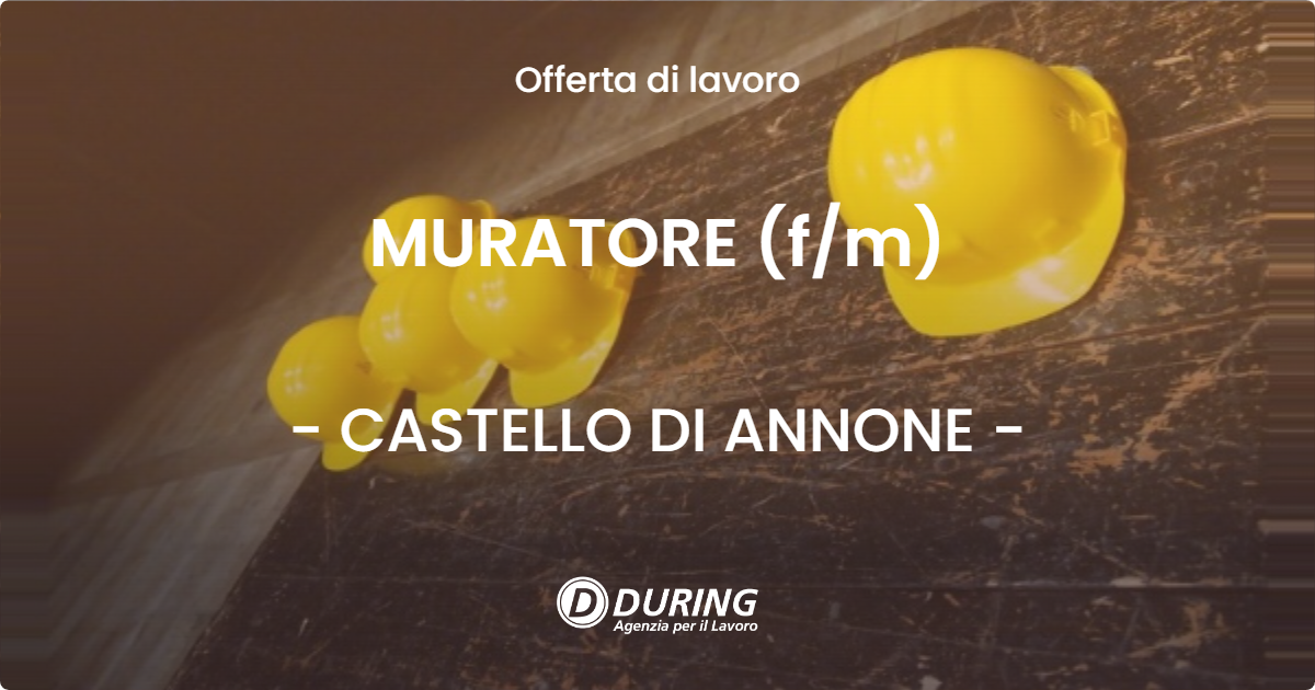 OFFERTA LAVORO - MURATORE (f/m) - CASTELLO DI ANNONE (AT)