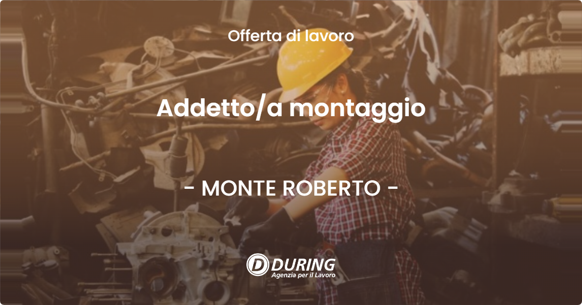 OFFERTA LAVORO - Addetto/a montaggio - MONTE ROBERTO (AN)