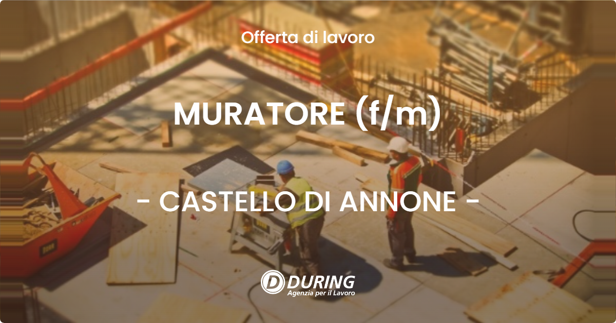 OFFERTA LAVORO - MURATORE (f/m) - CASTELLO DI ANNONE (AT)