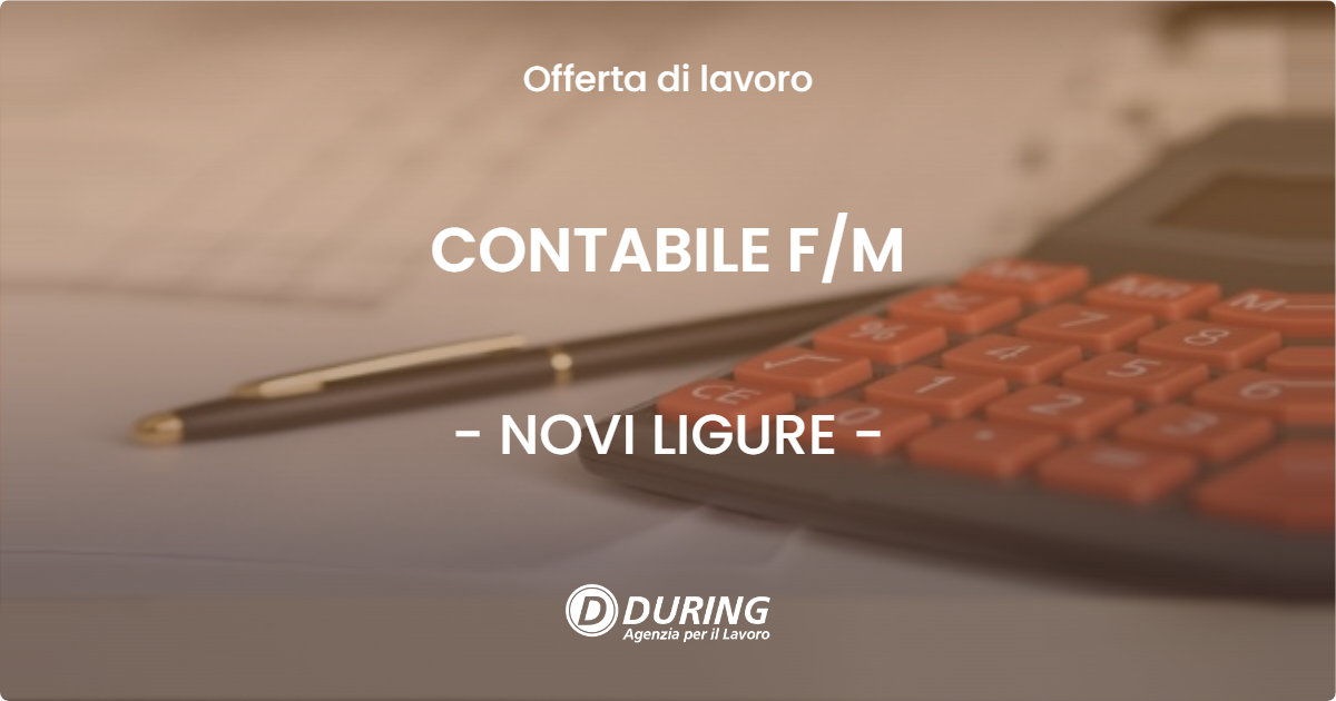 OFFERTA LAVORO - CONTABILE F/M - NOVI LIGURE (AL)