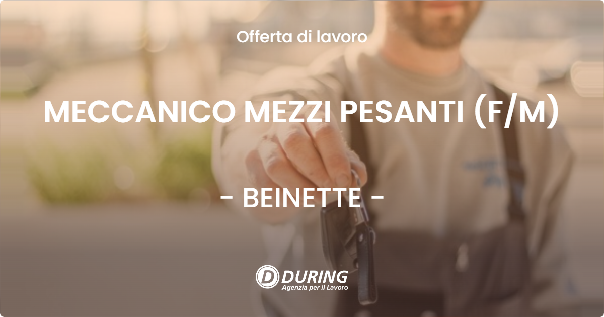OFFERTA LAVORO - MECCANICO MEZZI PESANTI (F/M) - BEINETTE (CN)