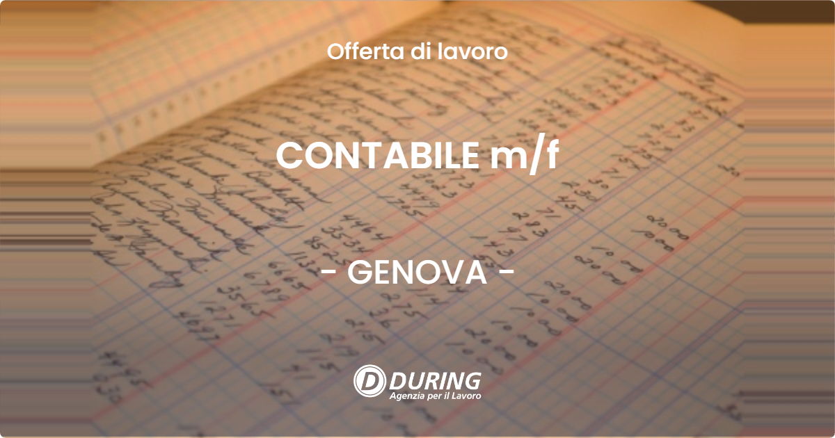 OFFERTA LAVORO - CONTABILE m/f - GENOVA (GE)
