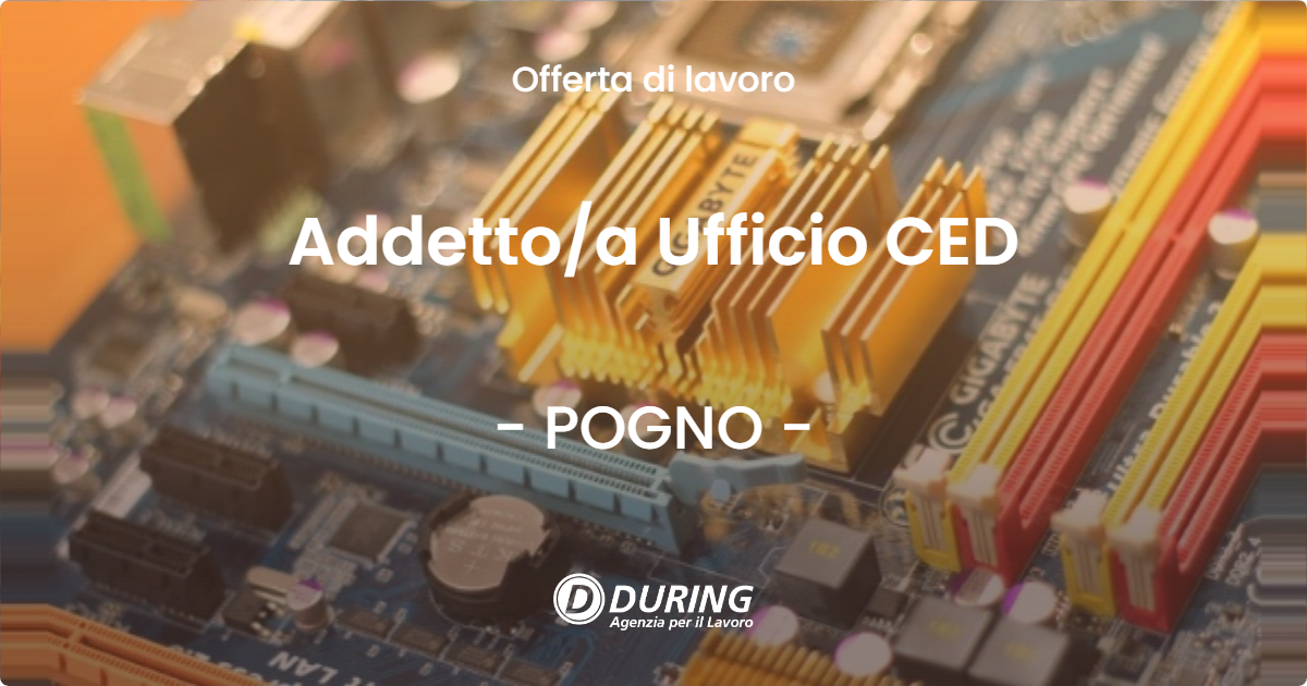 OFFERTA LAVORO - Addetto/a Ufficio CED - POGNO (NO)