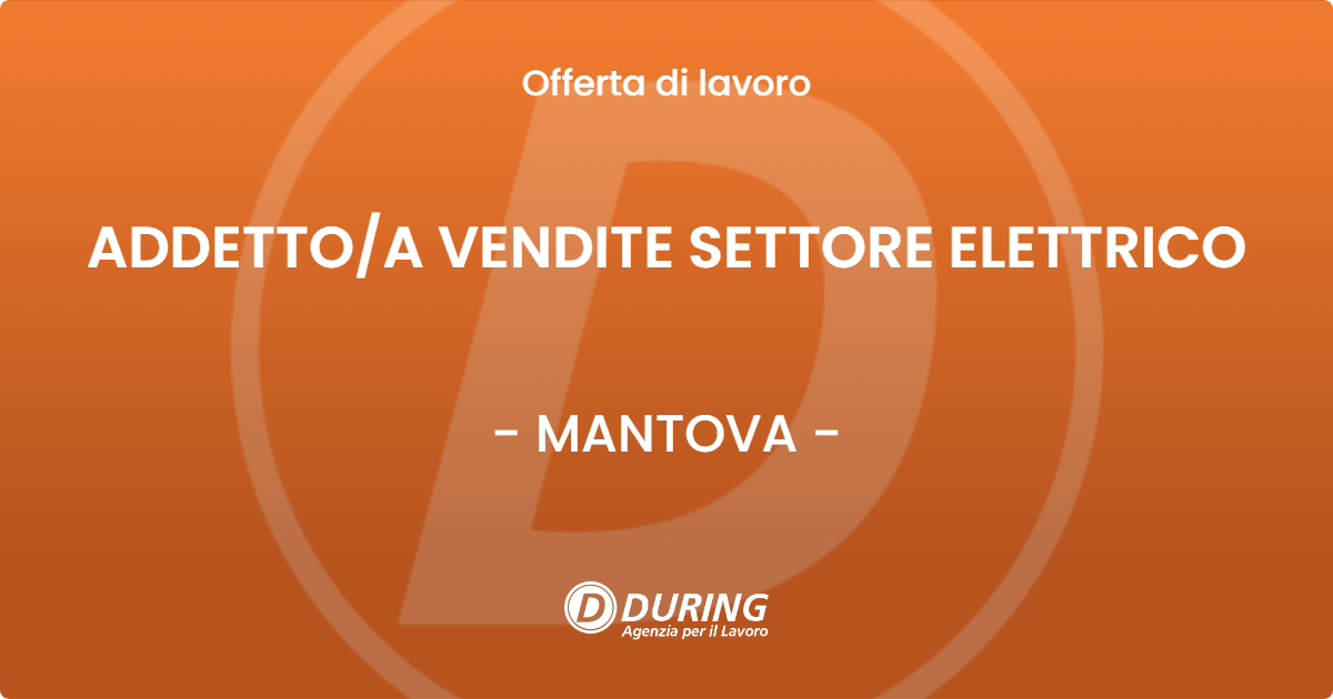 OFFERTA LAVORO - ADDETTO/A VENDITE SETTORE ELETTRICO - MANTOVA (MN)