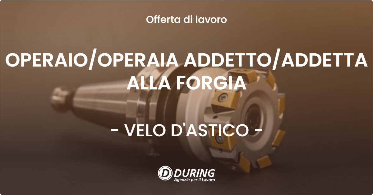 OFFERTA LAVORO - OPERAIOOPERAIA ADDETTOADDETTA ALLA FORGIA - VELO D'ASTICO