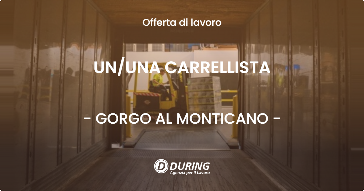 OFFERTA LAVORO - UN/UNA CARRELLISTA - GORGO AL MONTICANO (TV)