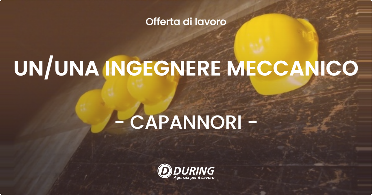 OFFERTA LAVORO - UN/UNA INGEGNERE MECCANICO - CAPANNORI (LU)