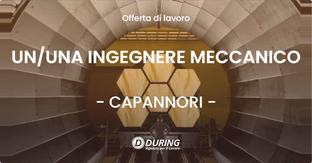 OFFERTA LAVORO - UN/UNA INGEGNERE MECCANICO - CAPANNORI (LU)