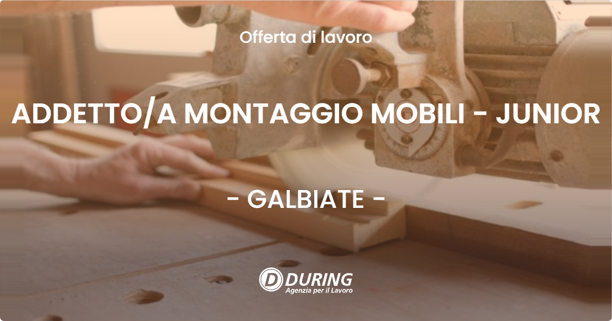 OFFERTA LAVORO - ADDETTOA MONTAGGIO MOBILI - JUNIOR - GALBIATE