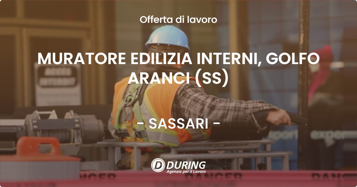 OFFERTA LAVORO - MURATORE EDILIZIA INTERNI, GOLFO ARANCI (SS) - SASSARI (SS)