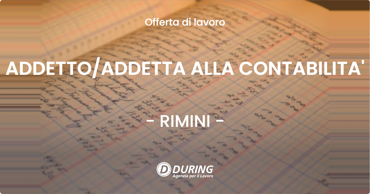 OFFERTA LAVORO - ADDETTOADDETTA ALLA CONTABILITA' - RIMINI