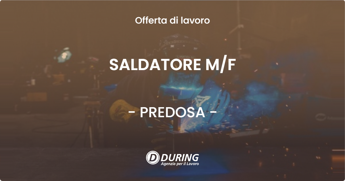 OFFERTA LAVORO - SALDATORE M/F - PREDOSA (AL)