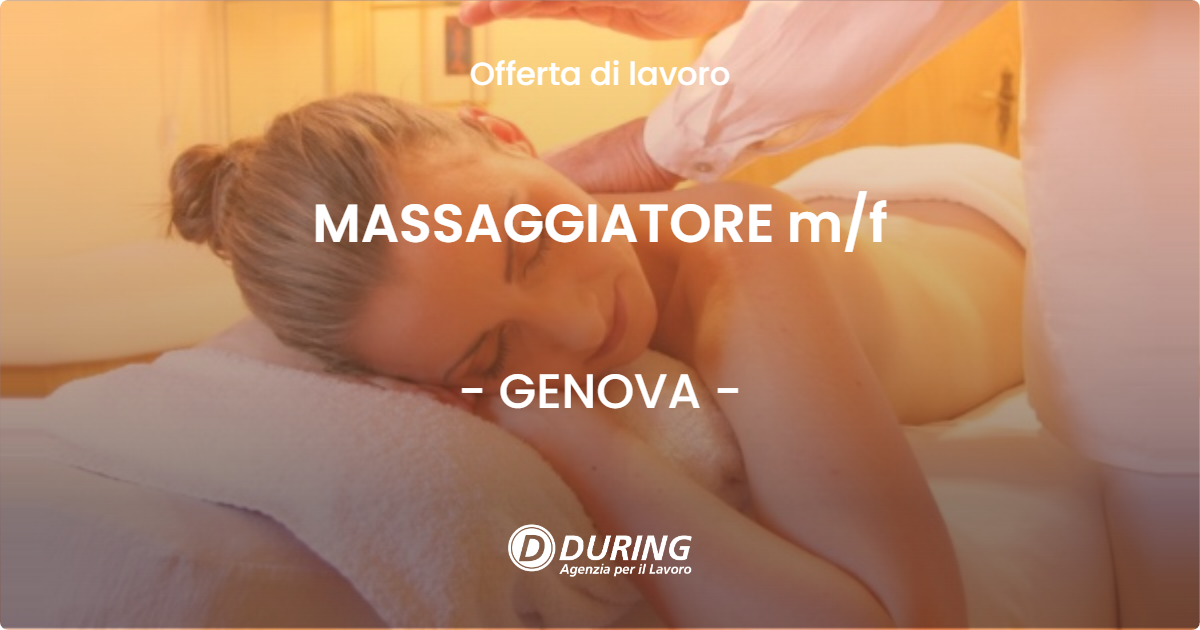 OFFERTA LAVORO - MASSAGGIATORE m/f - GENOVA (GE)