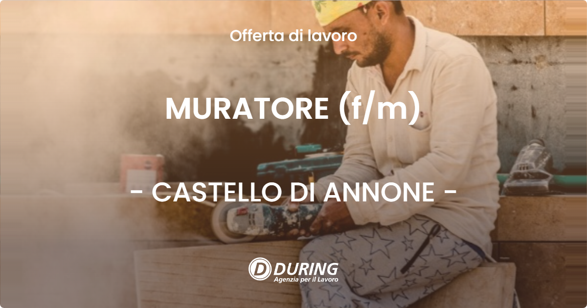 OFFERTA LAVORO - MURATORE (f/m) - CASTELLO DI ANNONE (AT)