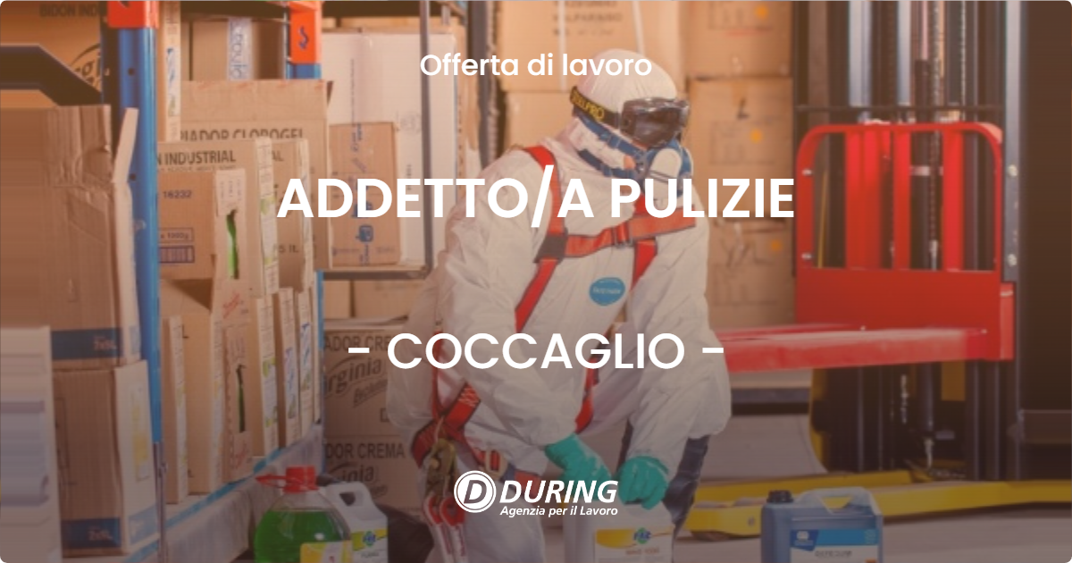 OFFERTA LAVORO - ADDETTO/A PULIZIE - COCCAGLIO (BS)