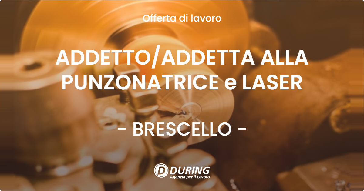 OFFERTA LAVORO - ADDETTO/ADDETTA ALLA PUNZONATRICE e LASER - BRESCELLO (RE)