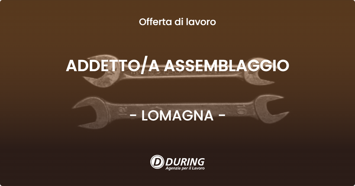OFFERTA LAVORO - ADDETTO/A ASSEMBLAGGIO - LOMAGNA (LC)