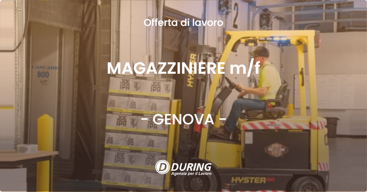 OFFERTA LAVORO - MAGAZZINIERE m/f - GENOVA (GE)