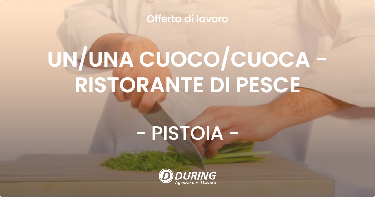 OFFERTA LAVORO - UN/UNA CUOCO/CUOCA - RISTORANTE DI PESCE - PISTOIA (PT)