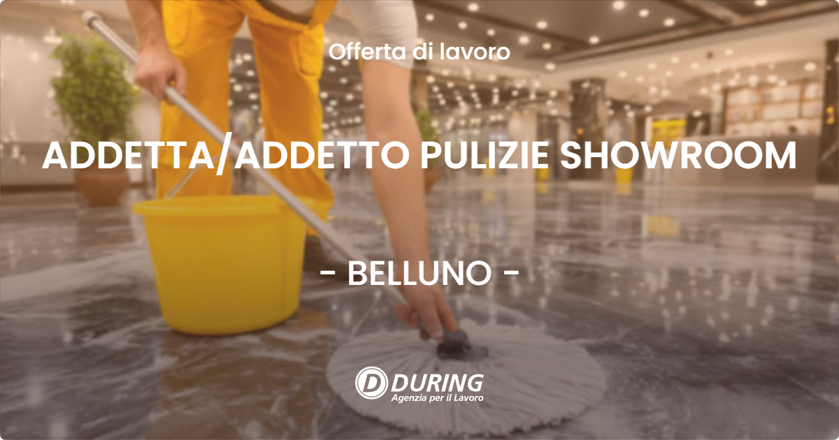 OFFERTA LAVORO - ADDETTA/ADDETTO PULIZIE SHOWROOM - BELLUNO (BL)