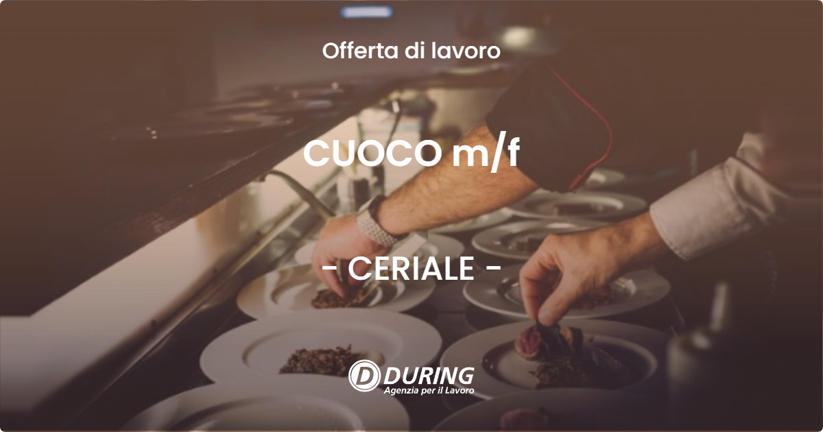 OFFERTA LAVORO - CUOCO m/f - CERIALE (SV)
