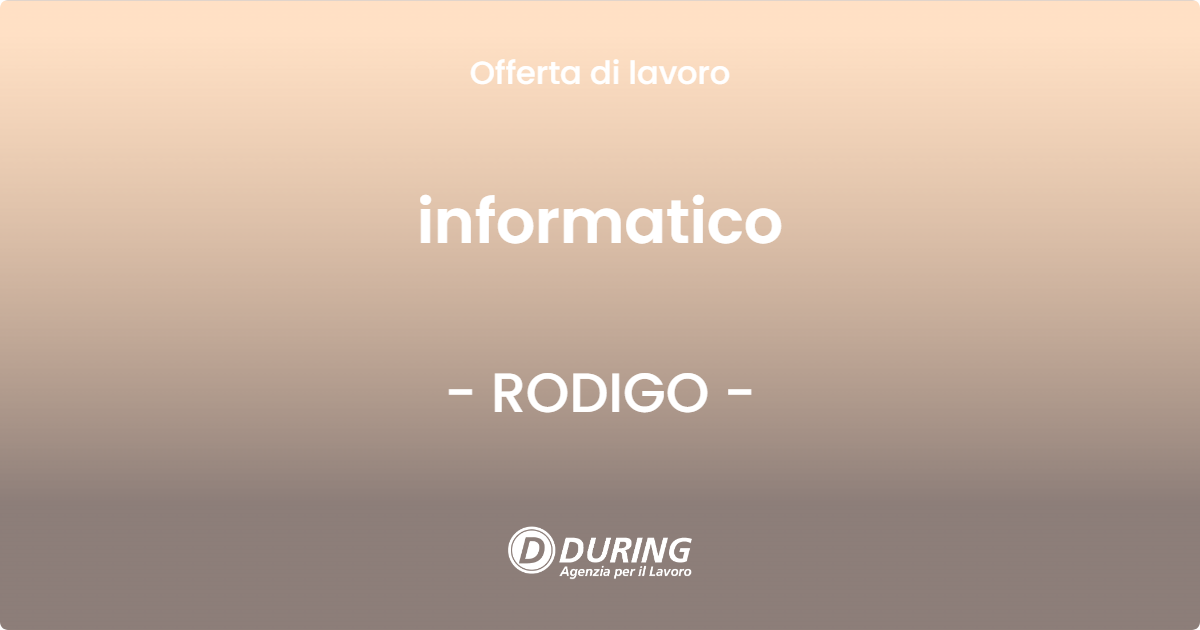 OFFERTA LAVORO - informatico - RODIGO (MN)