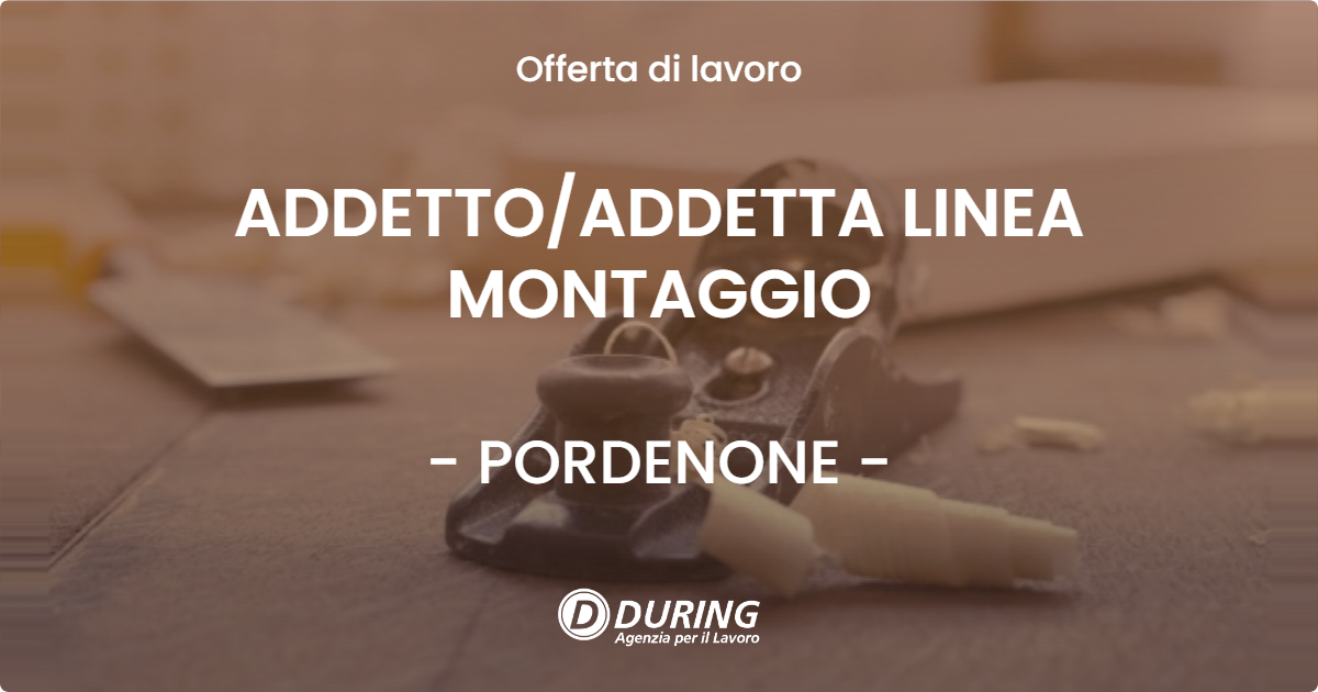 OFFERTA LAVORO - ADDETTO/ADDETTA LINEA MONTAGGIO - PORDENONE (PN)