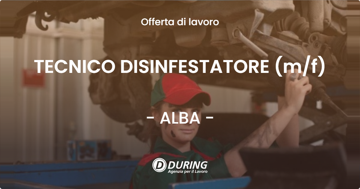 OFFERTA LAVORO - TECNICO DISINFESTATORE (m/f) - ALBA (CN)