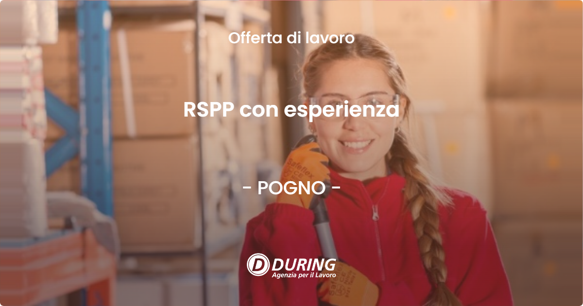 OFFERTA LAVORO - RSPP con esperienza - POGNO (NO)