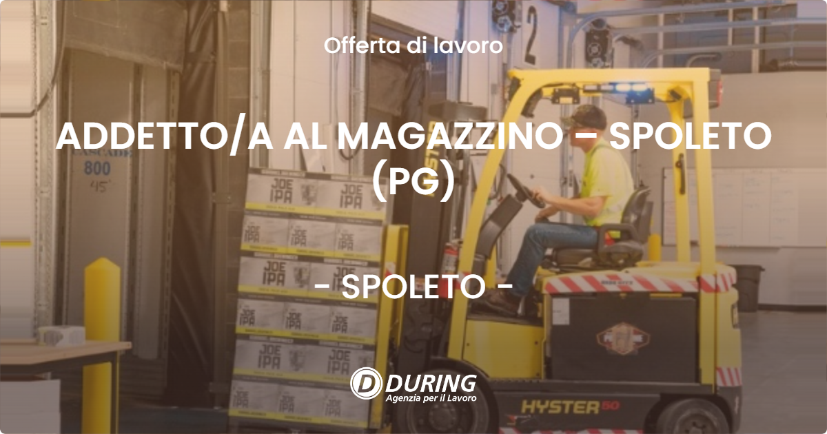 OFFERTA LAVORO - ADDETTOA AL MAGAZZINO – SPOLETO (PG) - SPOLETO