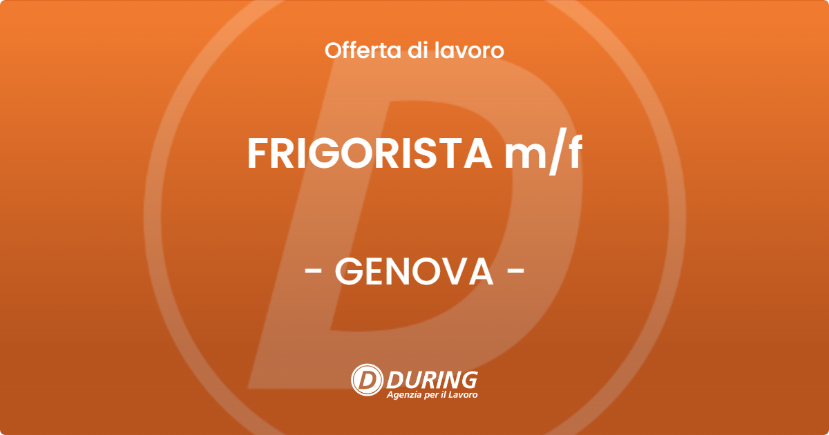 OFFERTA LAVORO - FRIGORISTA mf - GENOVA