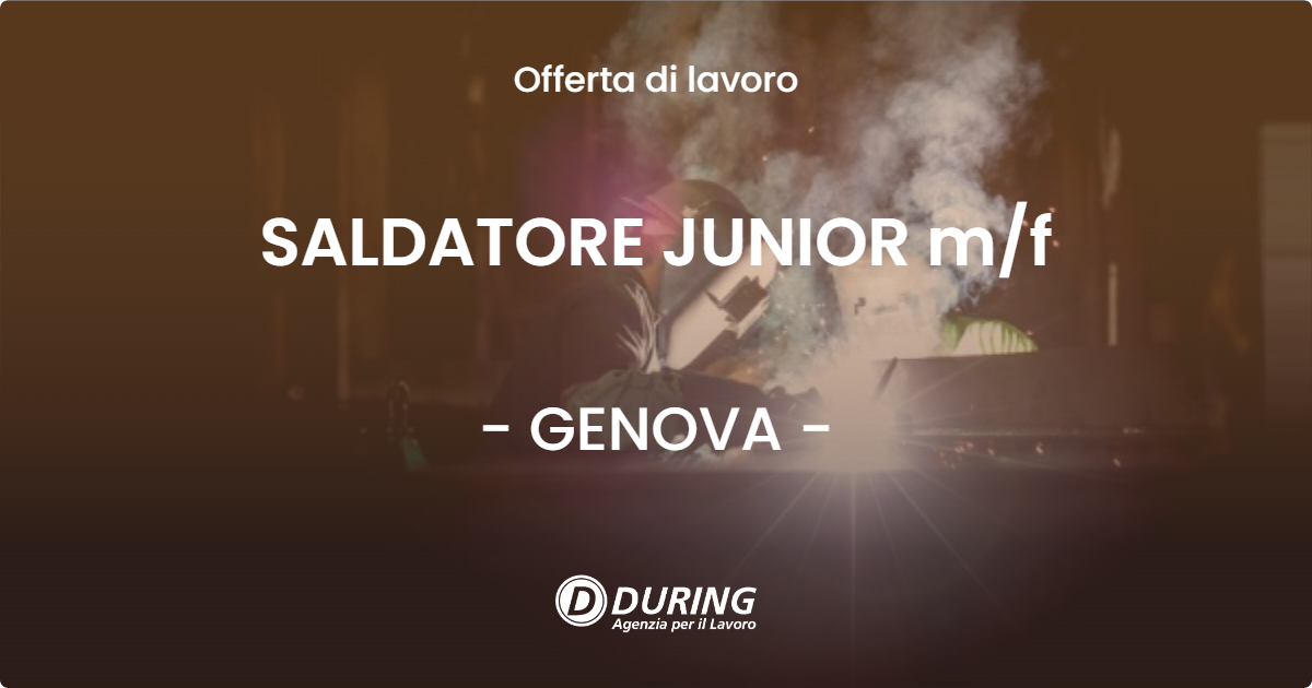 OFFERTA LAVORO - SALDATORE JUNIOR mf - GENOVA