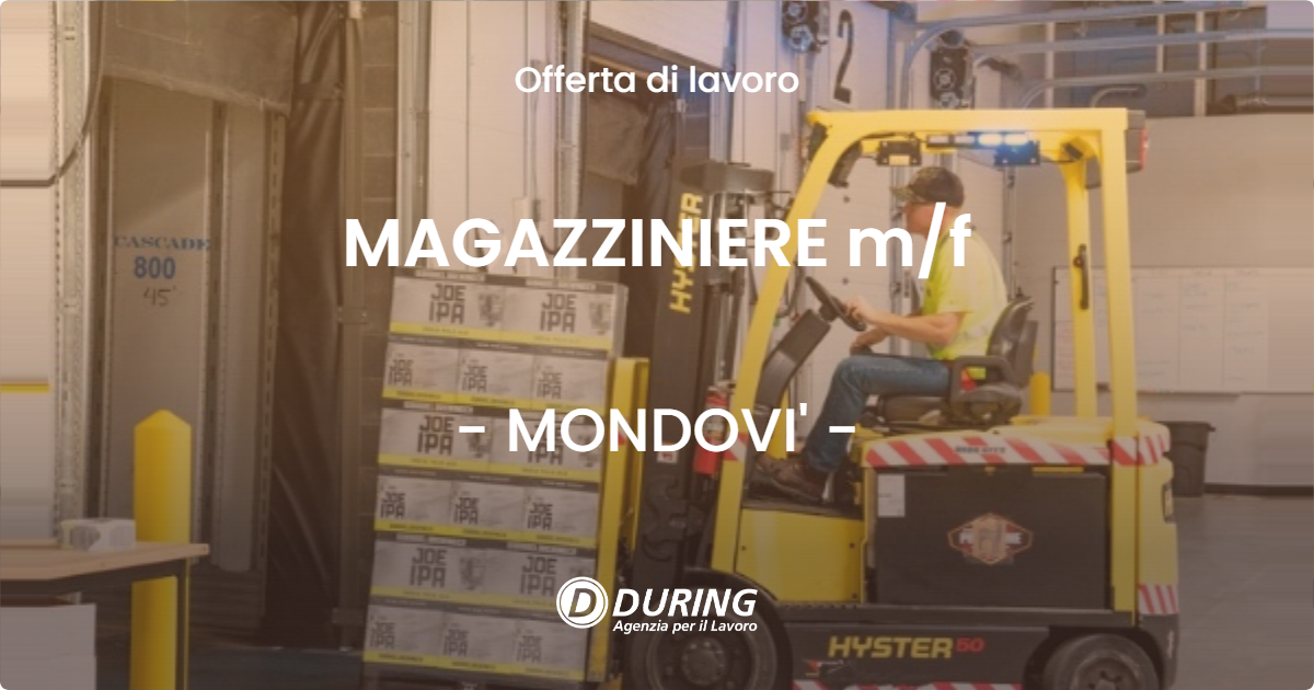 OFFERTA LAVORO - MAGAZZINIERE mf - MONDOVI'