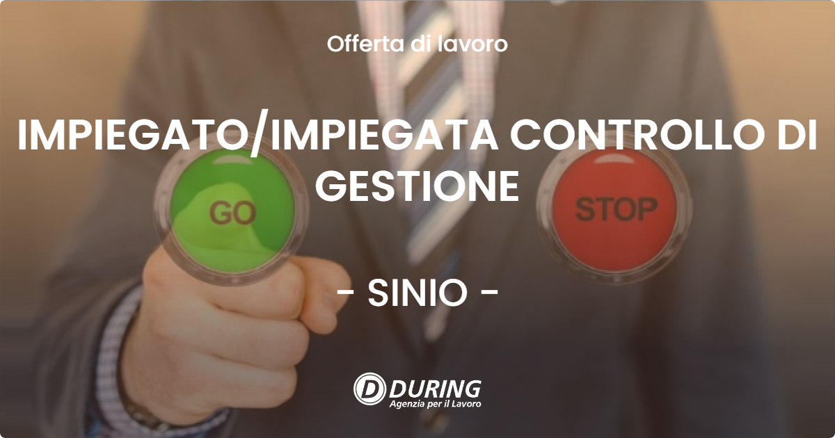 OFFERTA LAVORO - IMPIEGATO/IMPIEGATA CONTROLLO DI GESTIONE - SINIO (CN)